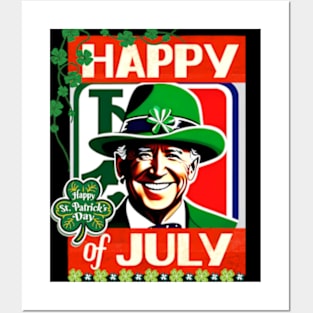 Vintage Happy 4th Of July Joe Biden St Patricks Day Leprechaun Hat Posters and Art